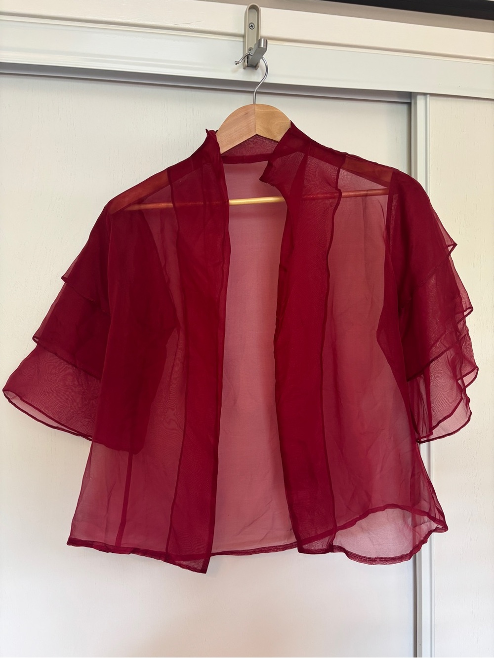 Silk Evening Jacket Sheer Organza One Size Modest French Timeless Tiered Flare - Picture 1 of 6